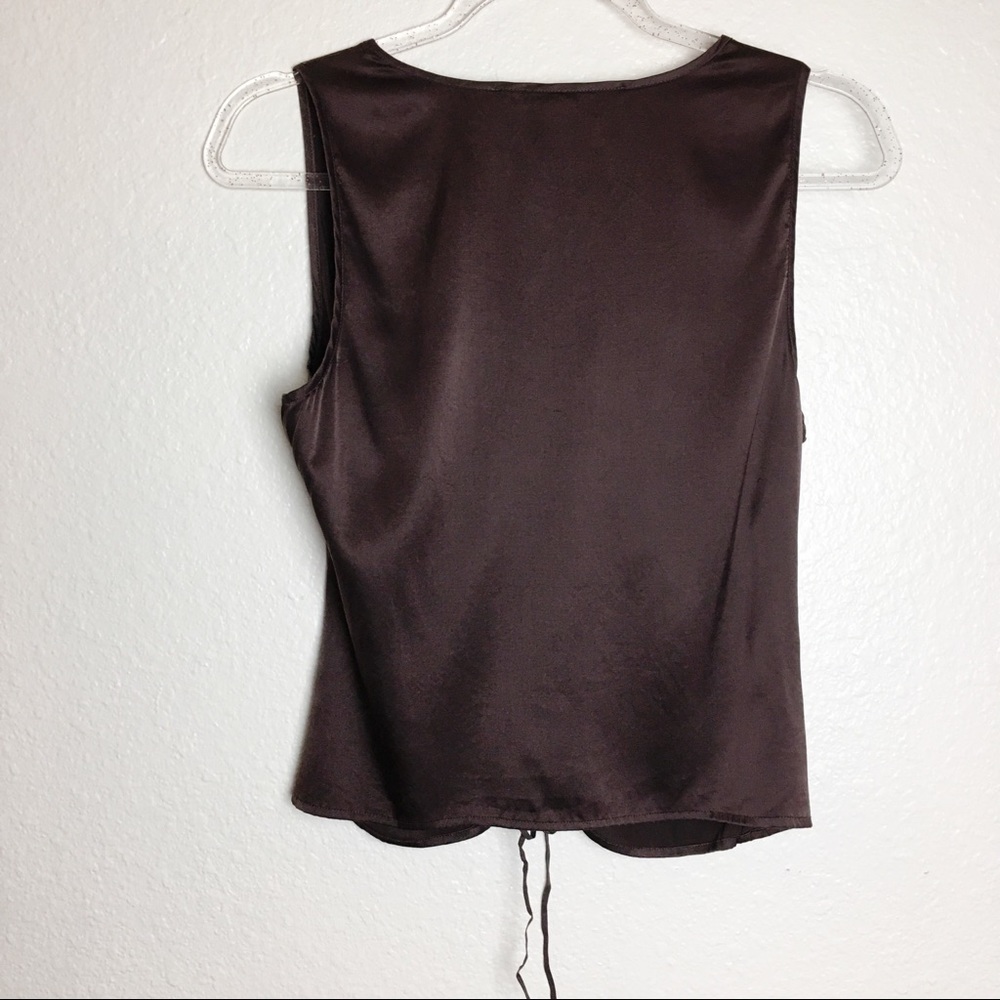 Max Studio Silk Sleeveless Brown Dressy Top Sz XS - Picture 2 of 8